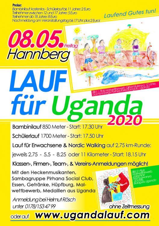 Flyer Lauf für Uganda 2020 am 8. Mai in Hannberg